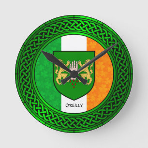 Reloj Redondo Mediano Bandera Shamrock de Irlanda - O'Reilly