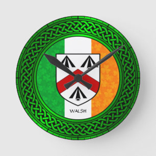 Reloj Redondo Mediano Bandera Shamrock de Irlanda - Walsh