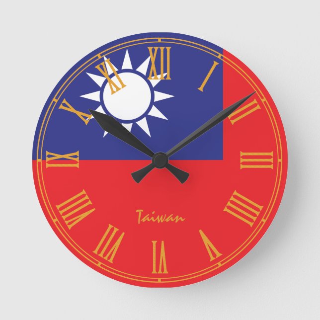 Reloj Redondo Mediano Bandera taiwanesa y diseño de moda taiwanés (Anverso)