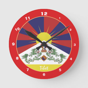 Reloj Redondo Mediano Bandera tibetana moderna, casa tibetana de moda / 