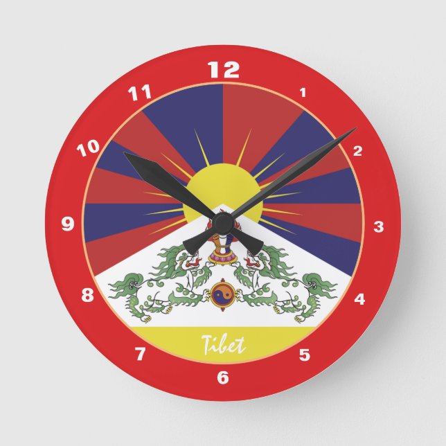 Reloj Redondo Mediano Bandera tibetana moderna, casa tibetana de moda /  (Anverso)