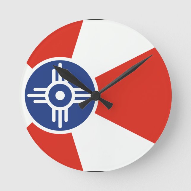 Reloj Redondo Mediano Bandera TIC de Wichita Kansas (Anverso)