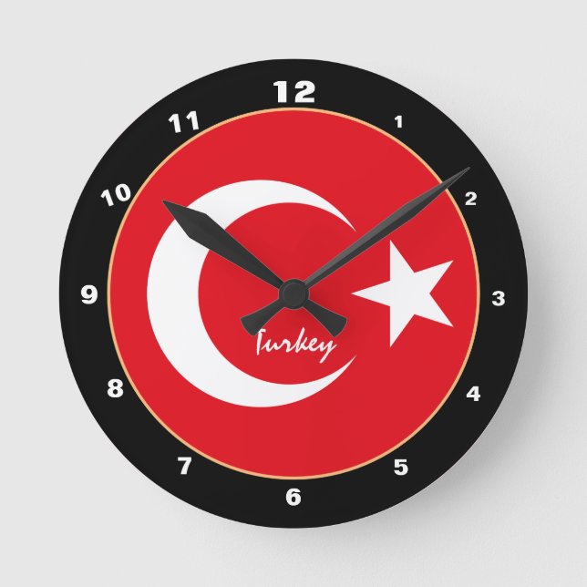 Reloj Redondo Mediano Bandera turca, hogar patriótico de Turquía / diseñ (Anverso)
