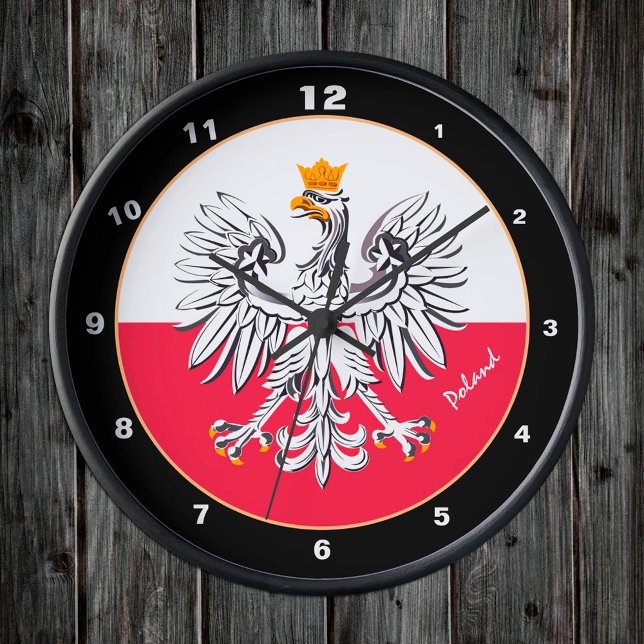Reloj Redondo Mediano Bandera y águila polacas modernas, diseño polaco d (Subido por el creador)