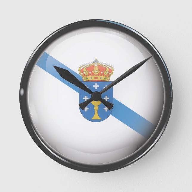 Reloj Redondo Mediano Bandera y escudo de Galicia (Anverso)