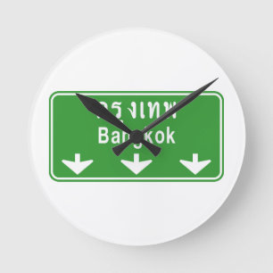 Reloj Redondo Mediano Bangkok Ahead Watch Out! ⚠ Thailand Traffic Sign ⚠