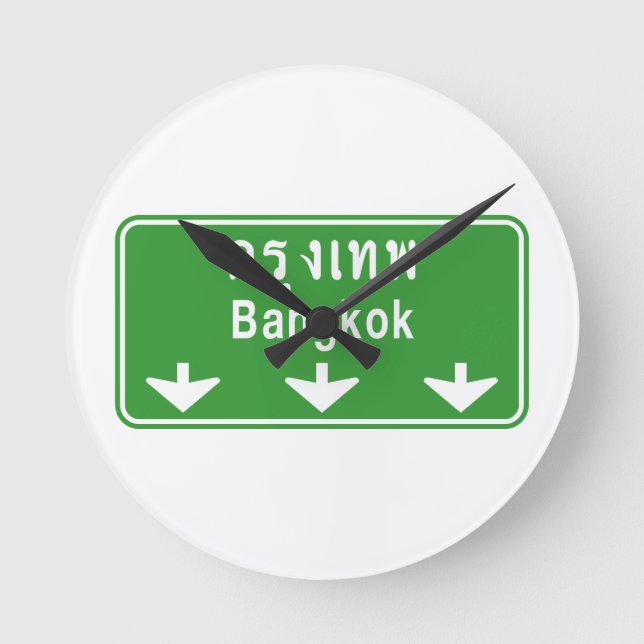Reloj Redondo Mediano Bangkok Ahead Watch Out! ⚠ Thailand Traffic Sign ⚠ (Anverso)