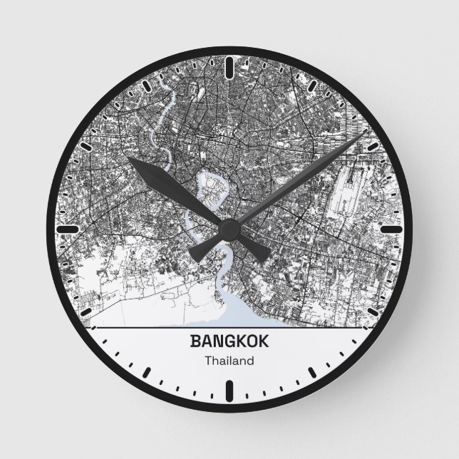 Reloj Redondo Mediano bangkok Clock City Line Art (Anverso)