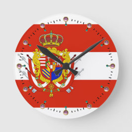 Reloj Redondo Mediano Banner blanco rojo Gran Ducado de la Toscana