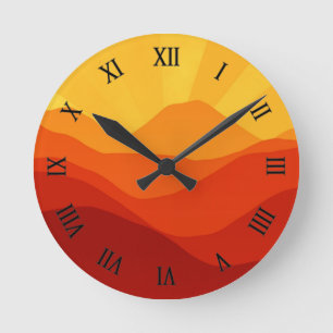 Reloj Redondo Mediano Banner de las montañas Sunset