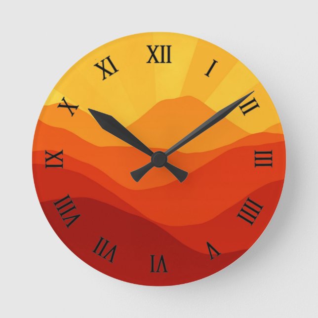Reloj Redondo Mediano Banner de las montañas Sunset (Anverso)