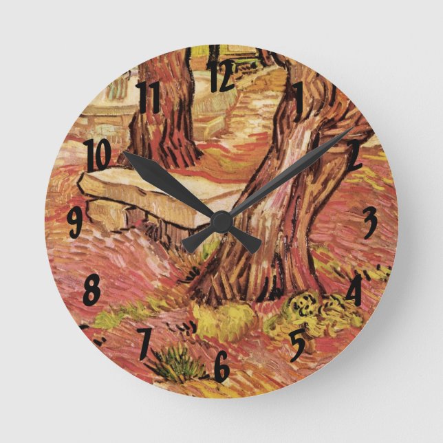 Reloj Redondo Mediano Baño de piedra Van Gogh en el jardín, hospital St  (Anverso)