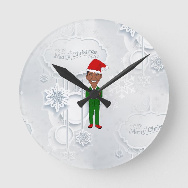 Reloj Redondo Mediano barack obama santa (Anverso)