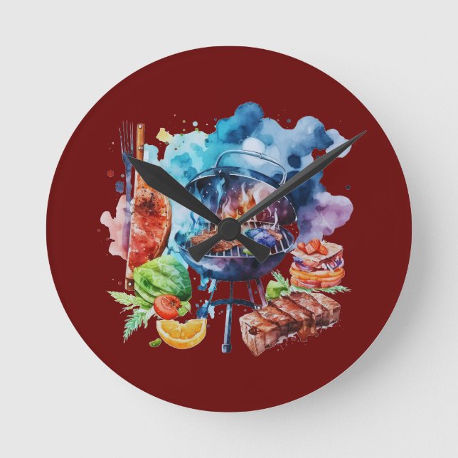 Reloj Redondo Mediano barbacoa y parrilla (Anverso)
