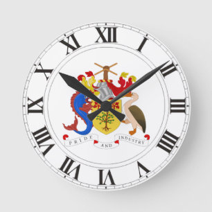 Reloj Redondo Mediano Barbados Coat of Arms