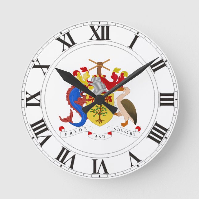 Reloj Redondo Mediano Barbados Coat of Arms (Anverso)