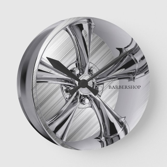 Reloj Redondo Mediano barber cromo (Anverso)