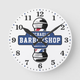 Reloj Redondo Mediano Barbershop Personalizado Wall Clock