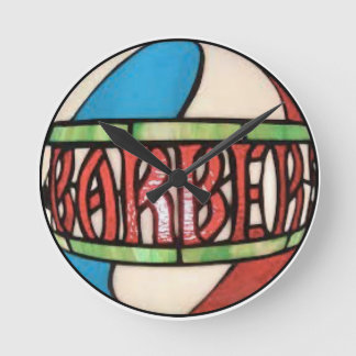 Reloj Redondo Mediano Barbershop Stained Glass Globe Clock