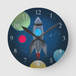 Reloj Redondo Mediano Barco de cohetes en el espacio ultraterrestre