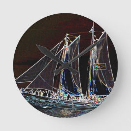 Reloj Redondo Mediano Barco de Vela- Fotografía Abstracta