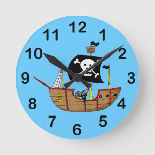 Reloj Redondo Mediano Barco pirata
