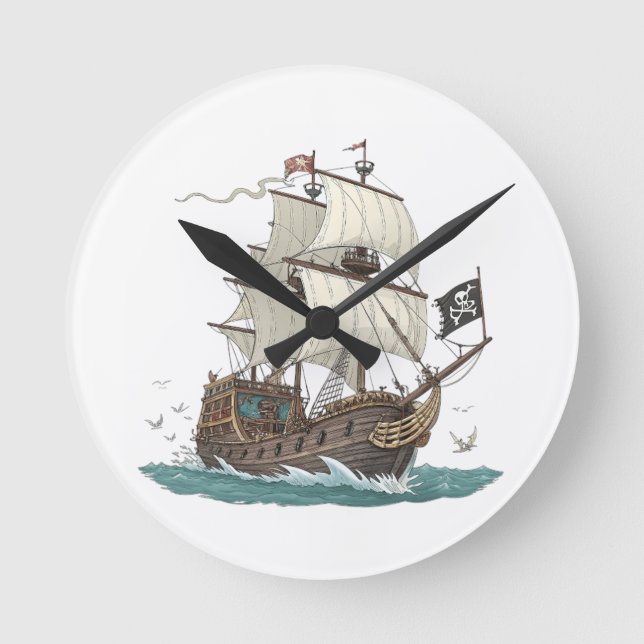 Reloj Redondo Mediano Barco Pirata (Anverso)