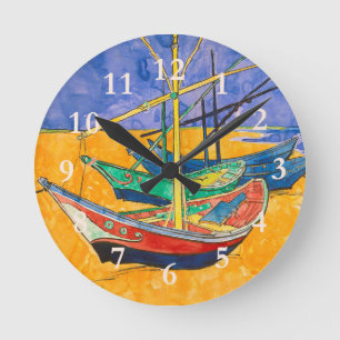 Reloj Redondo Mediano Barcos de Van Gogh Impresionismo Playa