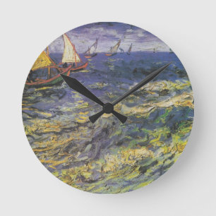 Reloj Redondo Mediano Barcos Mar Agua Agua Azul Paz Destino Amor