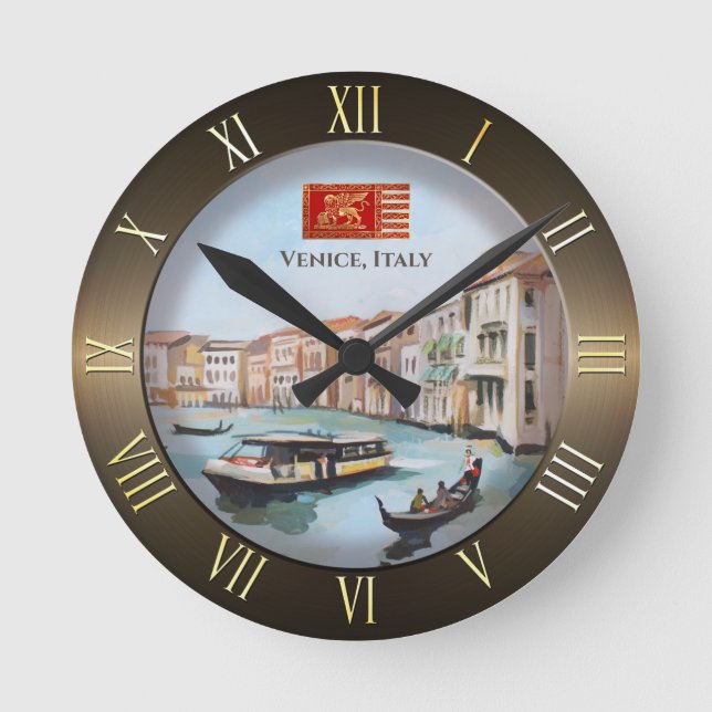 Reloj Redondo Mediano Barcos venecianos en el Gran Canal (Anverso)