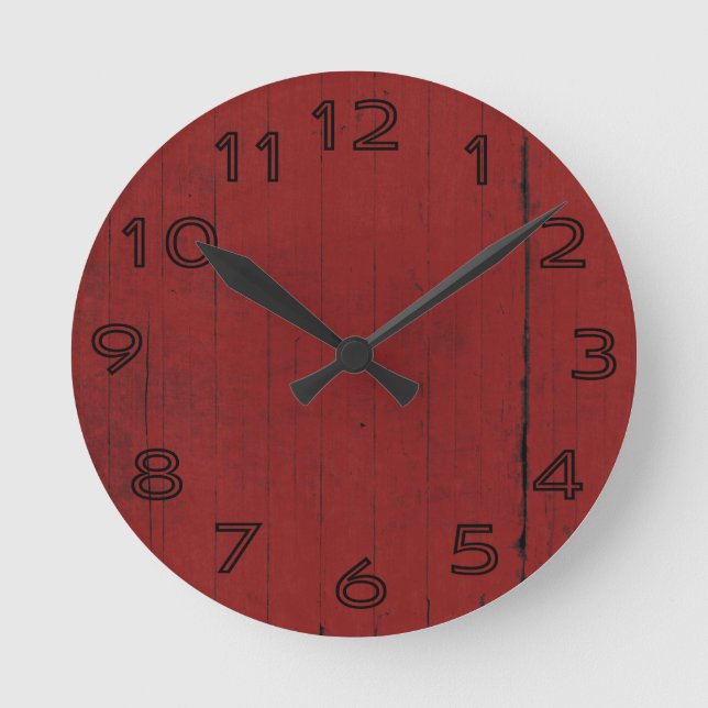 Reloj Redondo Mediano Barn Door Red Wood Background (Anverso)