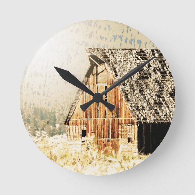 Reloj Redondo Mediano Barn Viejo (Anverso)