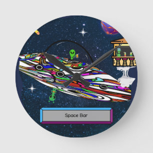 Reloj Redondo Mediano barra de bebidas alienígenas del espacio