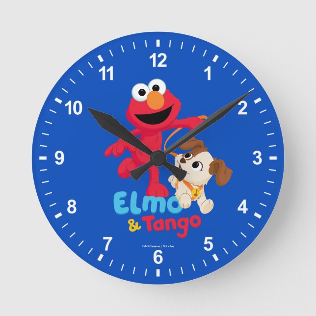 Reloj Redondo Mediano Barrio Sésamo | Ejecución de Elmo y Tango (Anverso)
