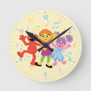 Reloj Redondo Mediano Barrio Sésamo Julia, Elmo y Abby Dancing