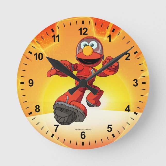 Reloj Redondo Mediano Barrio Sésamo | Mecha Construye Elmo En Acción (Anverso)