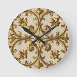 Reloj Redondo Mediano Barroco Dorado Ornamentado Filigrana