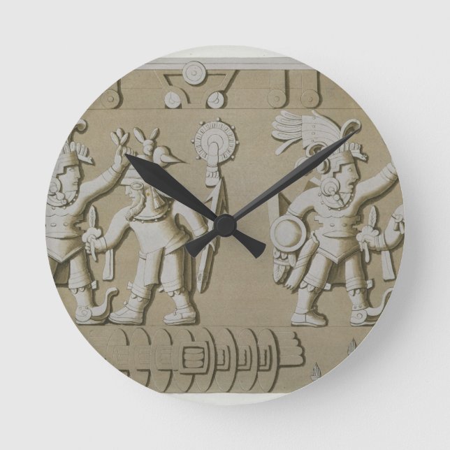 Reloj Redondo Mediano Bas Relief of Ancient Aztec Warriors, from The Sto (Anverso)