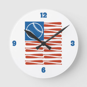 Reloj Redondo Mediano Baseball flag