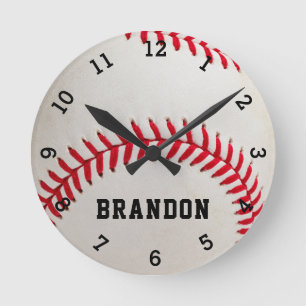 Reloj Redondo Mediano Baseball Player Name Personalized