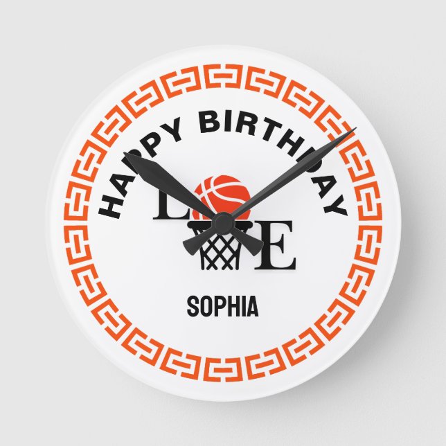 Reloj Redondo Mediano Basketball Player Girl, Basketball Girl  Birthday (Anverso)