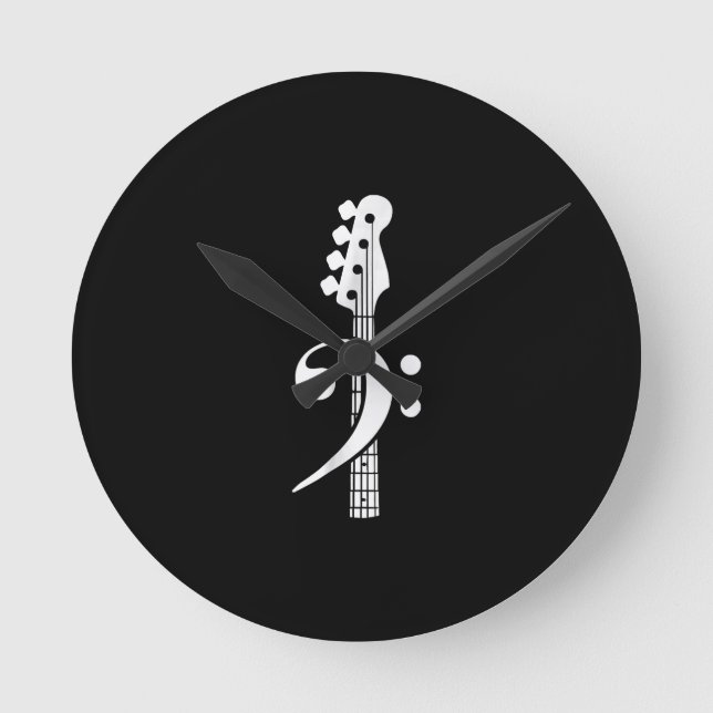 Reloj Redondo Mediano Bass Guitar Player - Bass Guitar Musisico (Anverso)