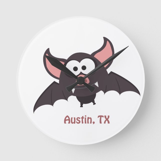 Reloj Redondo Mediano Bat - Austin, Texas (Anverso)