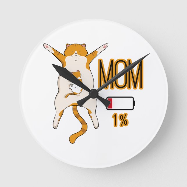 Reloj Redondo Mediano Batería baja de Cat Mom (Anverso)