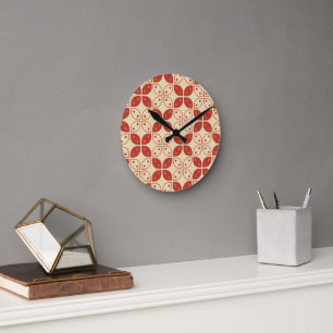 Reloj Redondo Mediano Batik Kawung, Patrón indonesio, Javanés, Étnico