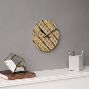 Reloj Redondo Mediano Batik Parang, Patrón Indonesio, Javanés, Étnico