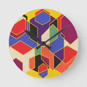Reloj Redondo Mediano Bauhaus Hexagons
