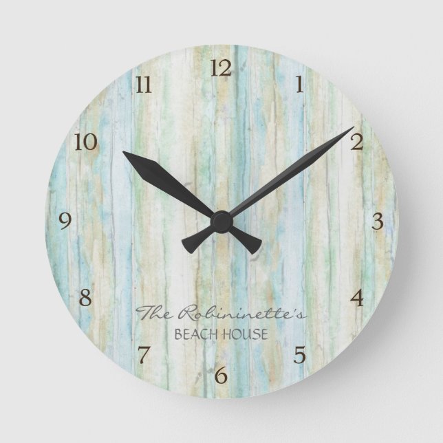 Reloj Redondo Mediano Beach House Driftwood Ocean Coastore (Anverso)