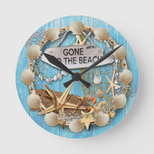 Reloj Redondo Mediano Beach Hut/Beach House Clock, Ida A La Playa
