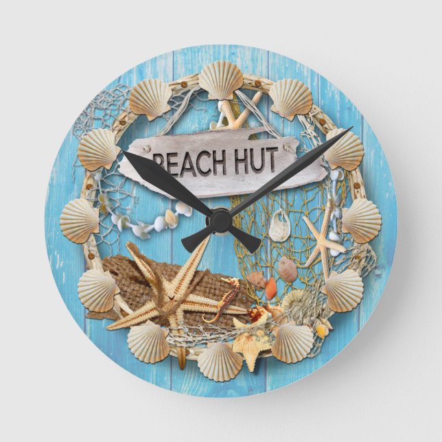 Reloj Redondo Mediano Beach Hut Clock (Anverso)